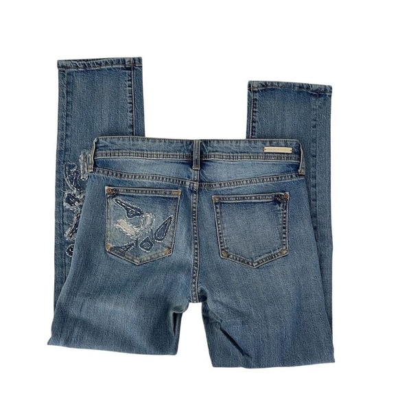 Pilcro Anthropologie Embroidered Patchwork Slim Boyfriend Jeans, size 26 - Picture 9 of 16